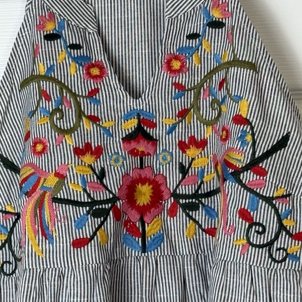 Savannah Jane Top Medium Sleeveless Floral Bird Embroidered Boho Cottagecore - Picture 2 of 8